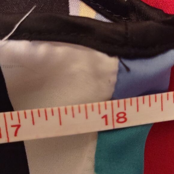 Nine West, Size 8, blue black yellow‎ white green geometric top attached tie - Picture 7 of 7